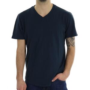 T-SHIRT SCOLLO V BLU